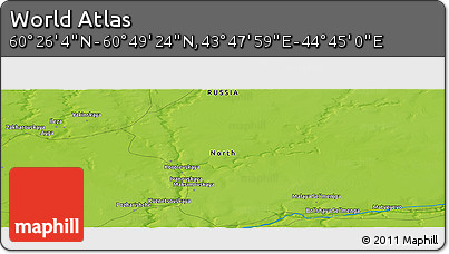 Physical Panoramic Map of the Area around 60° 37' 44" N, 44° 16' 29" E