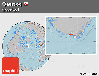 Gray Location Map of Qaarsoq, hill shading
