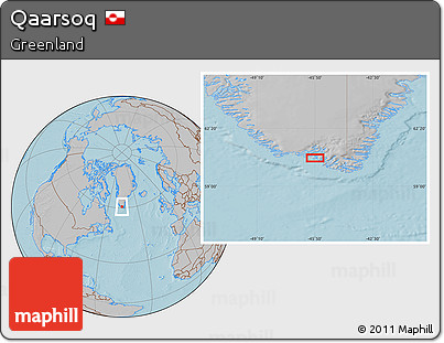 Gray Location Map of Qaarsoq, hill shading