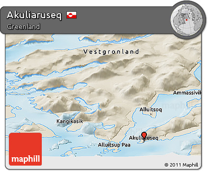 Shaded Relief Panoramic Map of Akuliaruseq