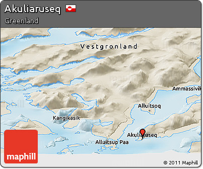 Shaded Relief Panoramic Map of Akuliaruseq