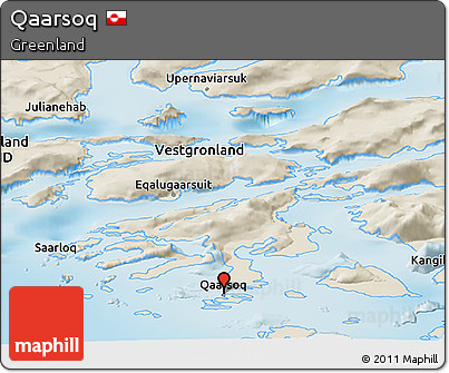 Shaded Relief Panoramic Map of Qaarsoq
