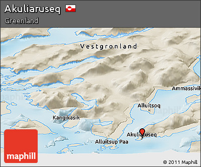 Shaded Relief Panoramic Map of Akuliaruseq