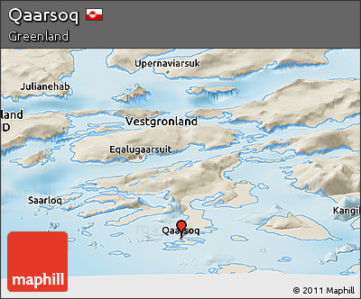 Shaded Relief Panoramic Map of Qaarsoq