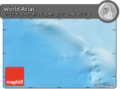 Physical Map of the Area around 60° 37' 44" N, 49° 13' 30" W