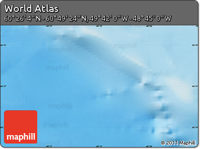 Physical Map of the Area around 60° 37' 44" N, 49° 13' 30" W