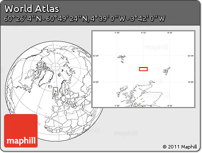 Blank Location Map of the Area around 60° 37' 44" N, 4° 10' 30" W