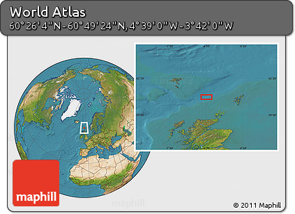 Satellite Location Map of the Area around 60° 37' 44" N, 4° 10' 30" W