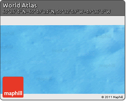 Physical 3D Map of the Area around 60° 37' 44" N, 50° 4' 30" W