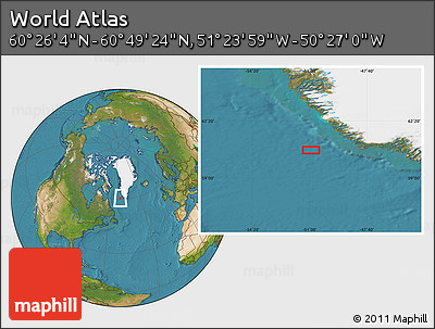 Satellite Location Map of the Area around 60° 37' 44" N, 50° 55' 29" W