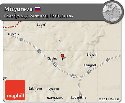 Shaded Relief Map of Misyureva