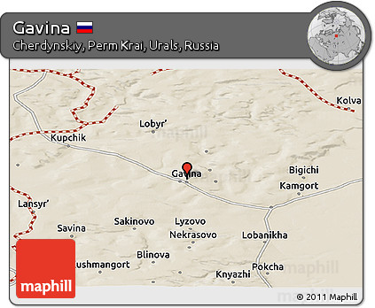 Shaded Relief Panoramic Map of Gavina