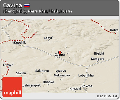 Shaded Relief Panoramic Map of Gavina