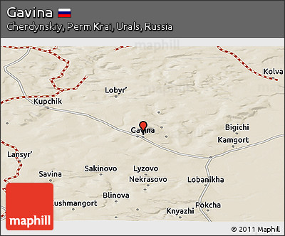 Shaded Relief Panoramic Map of Gavina