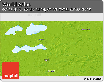 Physical 3D Map of the Area around 60° 37' 44" N, 68° 4' 29" E
