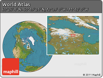 Satellite Location Map of the Area around 60° 37' 44" N, 72° 10' 30" W