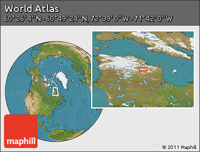 Satellite Location Map of the Area around 60° 37' 44" N, 72° 10' 30" W