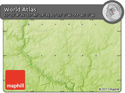 Physical Map of the Area around 60° 37' 44" N, 72° 10' 30" W