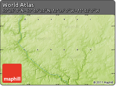 Physical Map of the Area around 60° 37' 44" N, 72° 10' 30" W