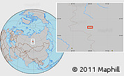 Gray Location Map of the area around 60° 37' 44" N, 88° 28' 29" E