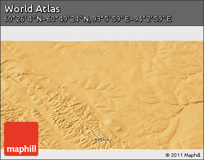 Political 3D Map of the Area around 60° 37' 44" N, 93° 34' 29" E