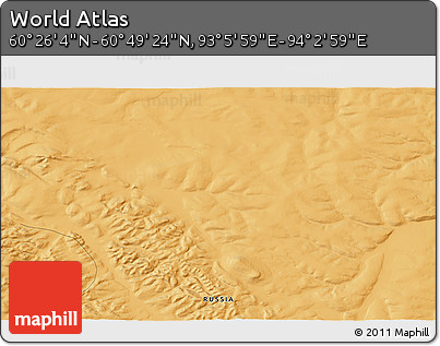 Political 3D Map of the Area around 60° 37' 44" N, 93° 34' 29" E
