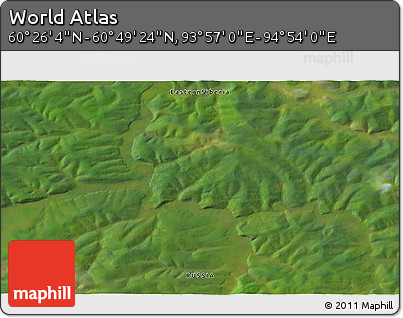 Satellite 3D Map of the Area around 60° 37' 44" N, 94° 25' 30" E