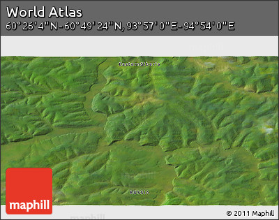 Satellite 3D Map of the Area around 60° 37' 44" N, 94° 25' 30" E