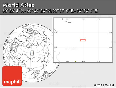 Blank Location Map of the Area around 60° 37' 44" N, 94° 25' 30" E