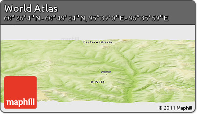 Physical Panoramic Map of the Area around 60° 37' 44" N, 96° 7' 30" E