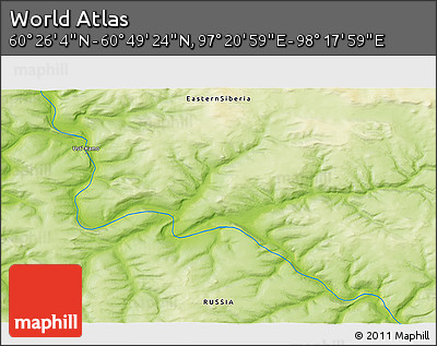 Physical 3D Map of the Area around 60° 37' 44" N, 97° 49' 29" E