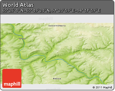 Physical 3D Map of the Area around 60° 37' 44" N, 97° 49' 29" E