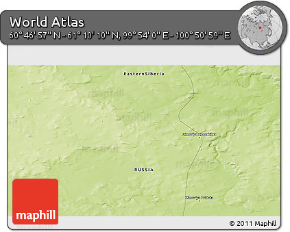 Physical 3D Map of the Area around 60° 58' 34" N, 100° 22' 30" E
