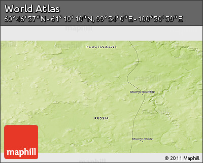 Physical 3D Map of the Area around 60° 58' 34" N, 100° 22' 30" E