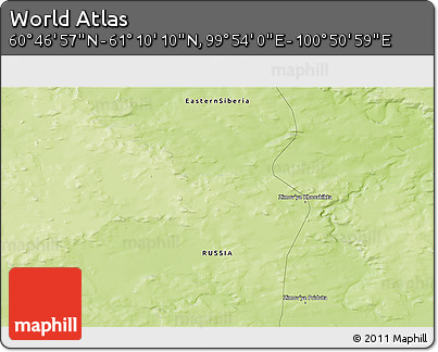 Physical 3D Map of the Area around 60° 58' 34" N, 100° 22' 30" E