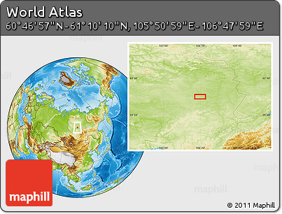 Physical Location Map of the Area around 60° 58' 34" N, 106° 19' 29" E