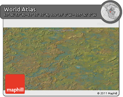 Satellite 3D Map of the Area around 60° 58' 34" N, 106° 10' 30" W