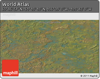 Satellite 3D Map of the Area around 60° 58' 34" N, 106° 10' 30" W