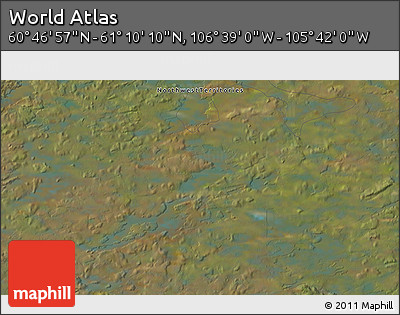 Satellite 3D Map of the Area around 60° 58' 34" N, 106° 10' 30" W