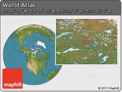 Satellite Location Map of the Area around 60° 58' 34" N, 106° 10' 30" W