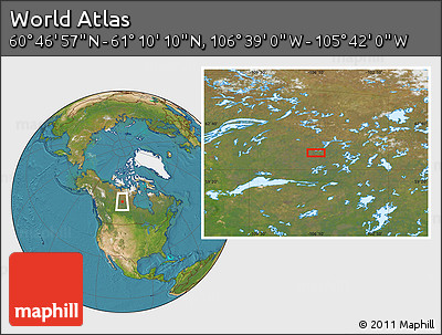 Satellite Location Map of the Area around 60° 58' 34" N, 106° 10' 30" W