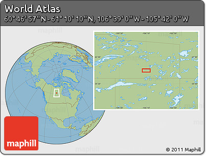 Savanna Style Location Map of the Area around 60° 58' 34" N, 106° 10' 30" W