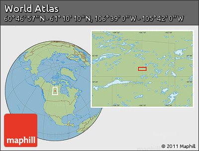 Savanna Style Location Map of the Area around 60° 58' 34" N, 106° 10' 30" W