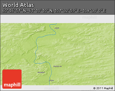 Physical 3D Map of the Area around 60° 58' 34" N, 108° 1' 30" E