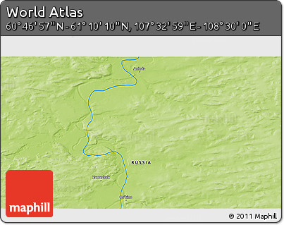 Physical 3D Map of the Area around 60° 58' 34" N, 108° 1' 30" E