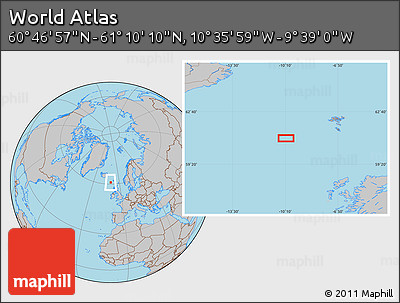 Gray Location Map of the Area around 60° 58' 34" N, 10° 7' 30" W