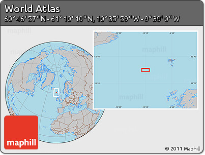 Gray Location Map of the Area around 60° 58' 34" N, 10° 7' 30" W