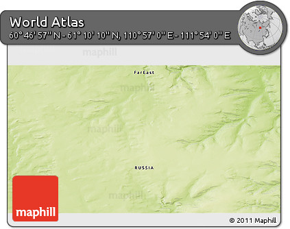 Physical 3D Map of the Area around 60° 58' 34" N, 111° 25' 30" E