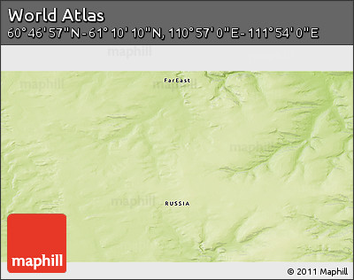 Physical 3D Map of the Area around 60° 58' 34" N, 111° 25' 30" E