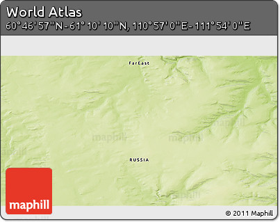 Physical 3D Map of the Area around 60° 58' 34" N, 111° 25' 30" E